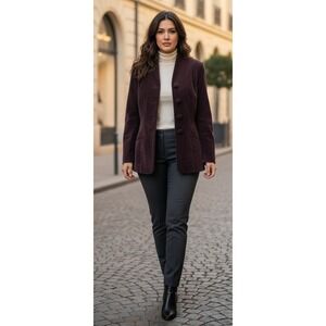 J. Peterman Company Corduroy Blazer Jacket Women's Size 6 Burgundy Old Money Y2K